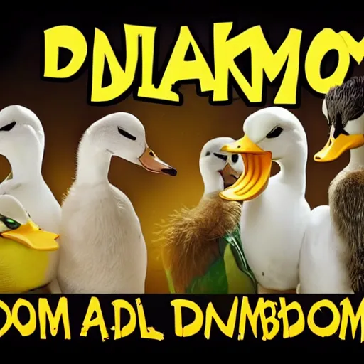 Image similar to ducks of doom in your living room 🦆😱💀, cinematic, explosive, bombastic, excellent, groovy