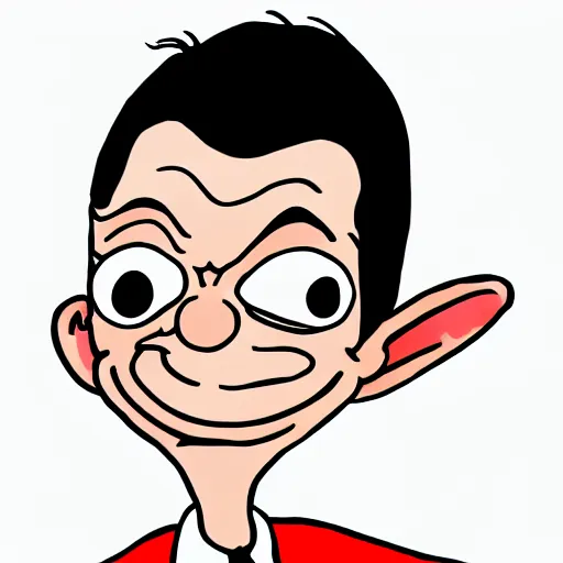 Image similar to red on white background ms paint doodle of group portrait of mr bean grey goblin looking funny looking smug - w 7 6 8