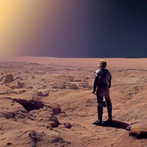 Image similar to photo of Luke skywalker on planet Mars, 8k,