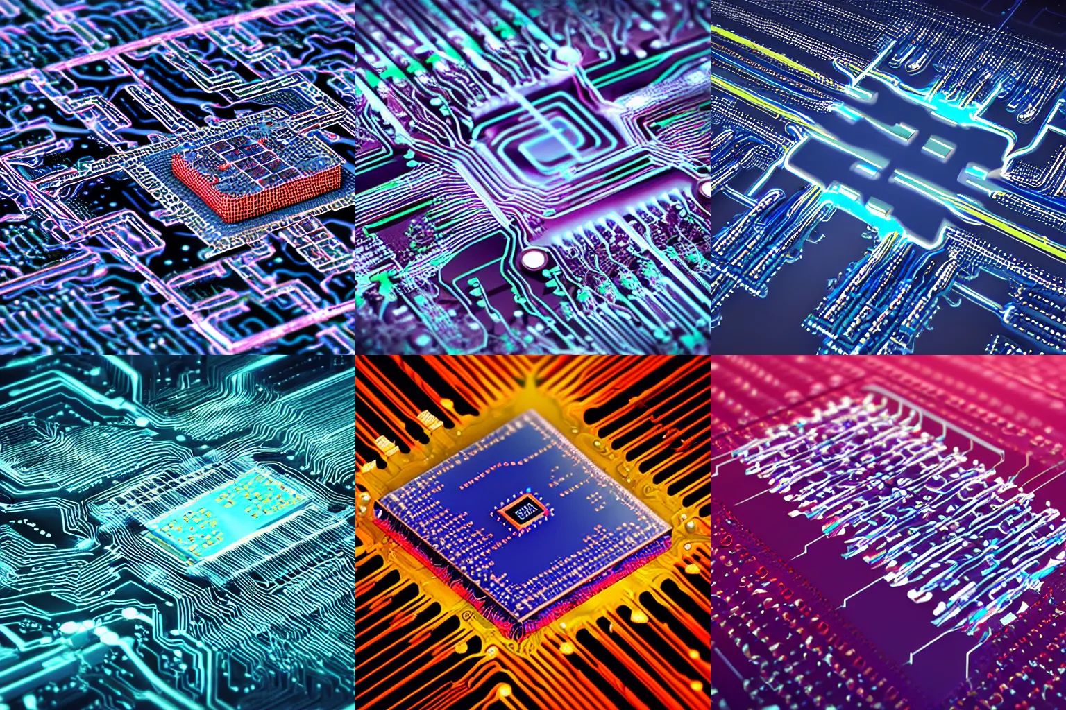 Prompt: neuromorphic chip, integrated circuit, brain neurons and synapses, electrical signal, printed circuit board, artificial intelligence, futurism, in style of 3D render,