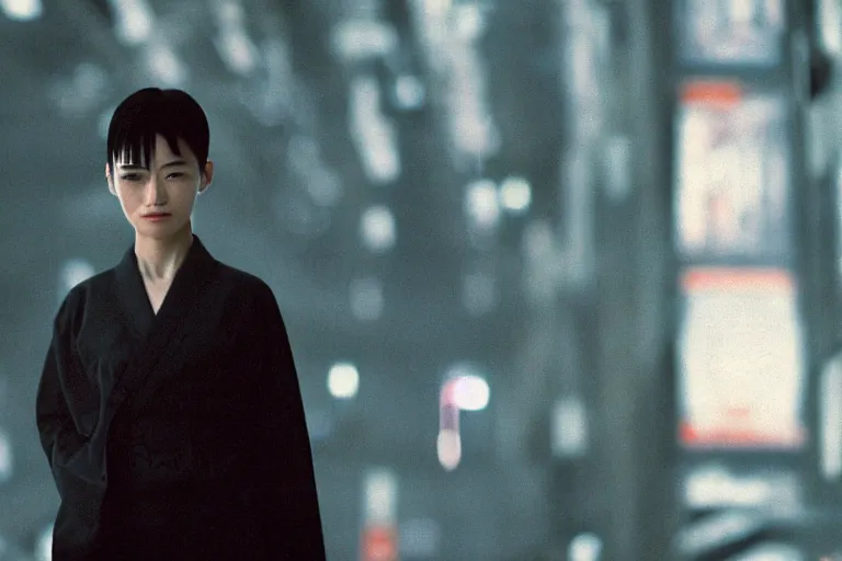 Prompt: cinematic still of a Japanese woman in The Matrix (1999), XF IQ4, f/1.4, ISO 200, 1/160s, 8K, RAW, dramatic lighting, symmetrical balance, in-frame