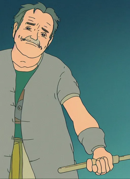 Prompt: illustration of Robin Williams, by Studio Ghibli, 8k, film still, cinematic, sharp focus, concept art, smooth