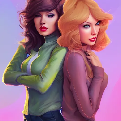 Image similar to a portrait of a beautiful april o'neil and taylor swift, art by lois van baarle and loish and ross tran and rossdraws and sam yang and samdoesarts and artgerm and saruei and disney, digital art, highly detailed, intricate, sharp focus, trending on artstation hq, deviantart, unreal engine 5, 4 k uhd image