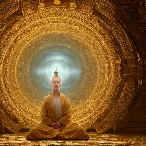 Image similar to full body pose, hyperrealistic photograph of inner peace, dim volumetric lighting, 8 k, octane beautifully detailed render, extremely hyper detailed, intricate, epic composition, cinematic lighting, masterpiece, trending on artstation, very very detailed, stunning, hdr, smooth, sharp focus, high resolution, award, winning photo, dslr, 5 0 mm