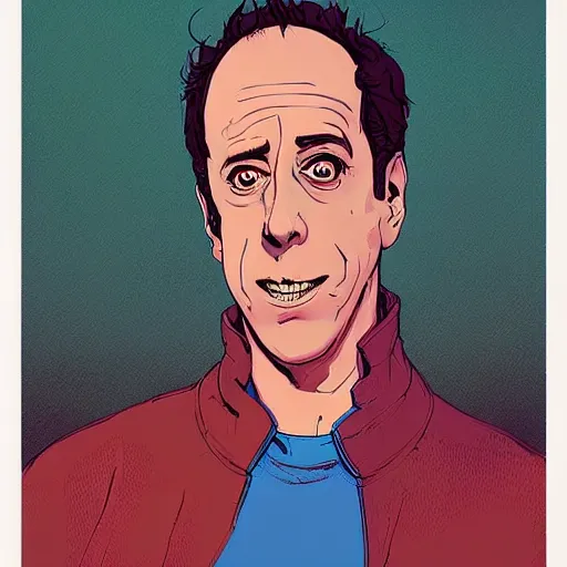 Prompt: a study of cell shaded portrait of jerry seinfeld 7 concept art, llustration, post grunge, concept art by josan gonzales and wlop, by james jean, Victo ngai, David Rubín, Mike Mignola, Laurie Greasley, highly detailed, sharp focus, alien, Trending on Artstation, HQ, deviantart, art by artgem
