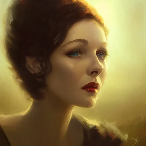 Image similar to closeup portrait of a young and beautiful vivian leigh, dramatic light, gorgeous view, depth, high detail, digital art, painted by greg rutkowski and seb mckinnon, by tim burton, trending on artstation