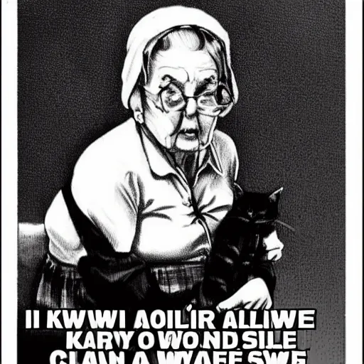 Prompt: i know an old woman who swallowed a cat,