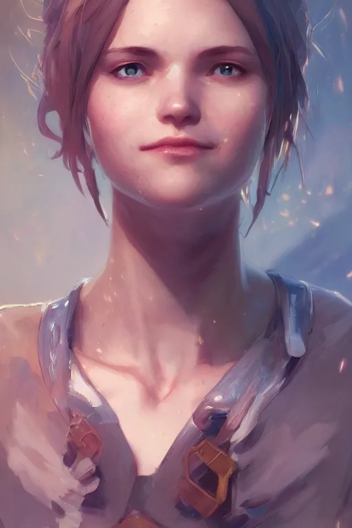 Image similar to smile, final fantsy, digital painting, portrait , cinematic lighting, highly detailed, artstation, concept art, illustration, smooth, sharp focus, artgerm , greg rutkowski, alphonse mucha, editor's pickup, trending on artstation, trending on deviantart, WLOP