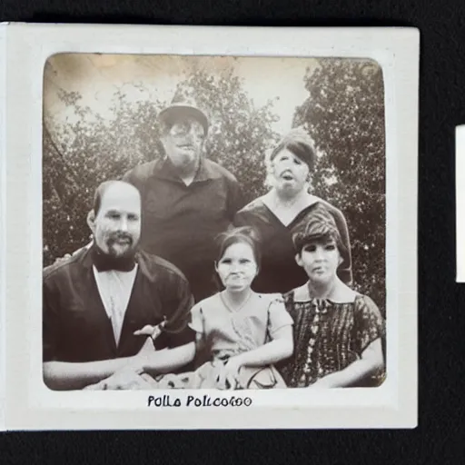 Prompt: family photo of a monster family poloroid,