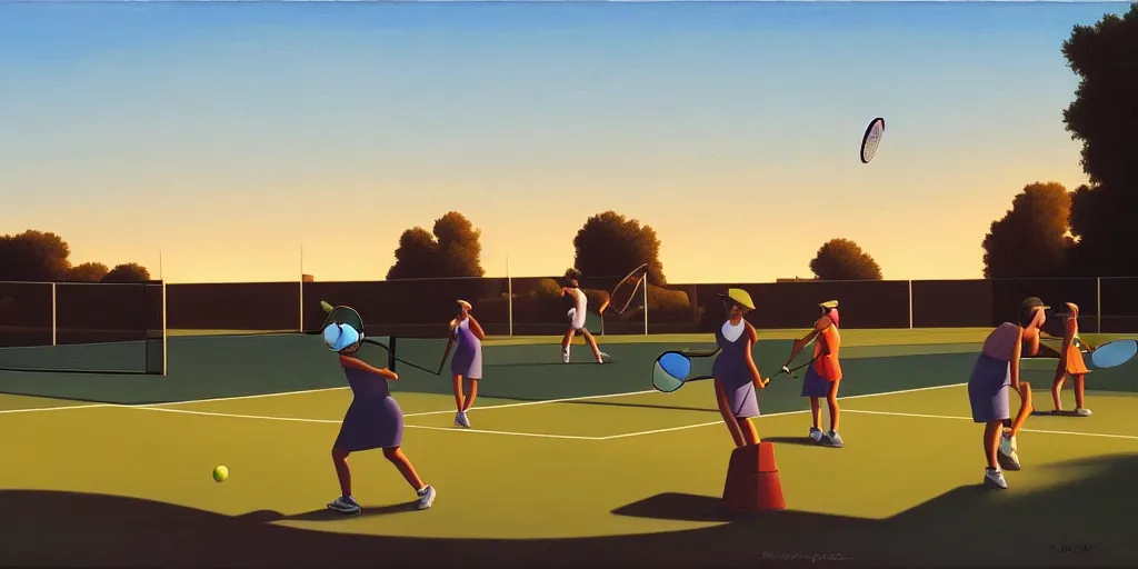 Image similar to tennis game in santa rosa, summer evening, kenton nelson