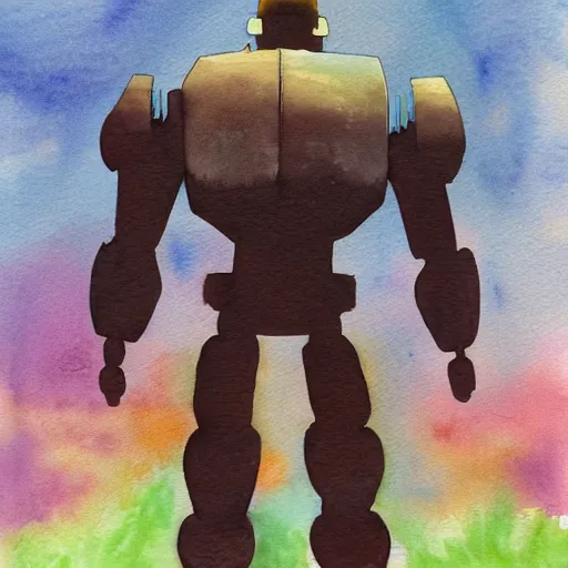 Image similar to iron giant, watercolor illustration for a book