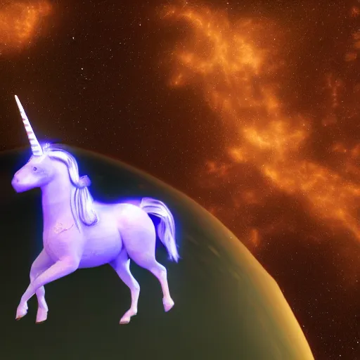 Image similar to an unicorn made of the cullinan ii diamond floating in space, unreal engine 5