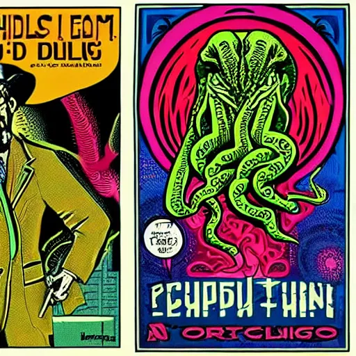 Image similar to Cthulhu as a modern day business man with a family and a drug and gambling addiction, psychedelic , 50s style infomercial , award winning , retro futuristic , Shepard fairey