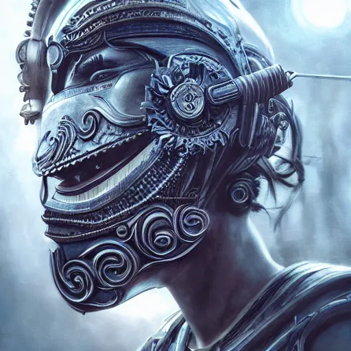 Image similar to Very very very very highly detailed epic photo of face with venetian mask, intricate, dystopian, sci-fi, extremely detailed, digital painting, artstation, concept art, smooth, sharp focus, illustration, intimidating lighting, incredible art by Artgerm and Anton Pieck