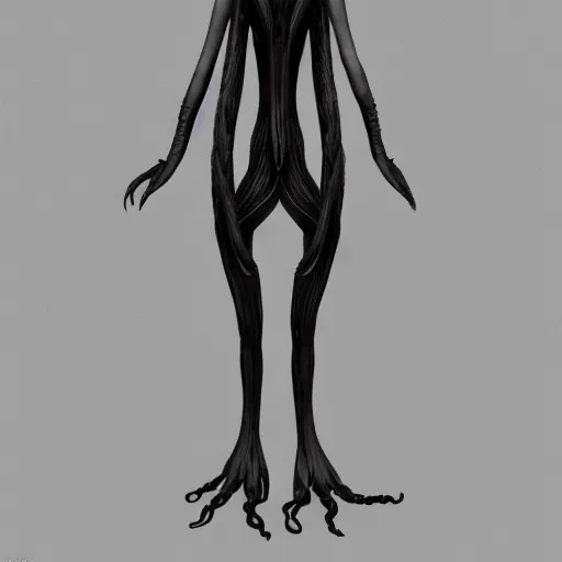 Image similar to eerie asian female elf made of nacre, lovecraftian black smoky tentacles growing, octane rendering