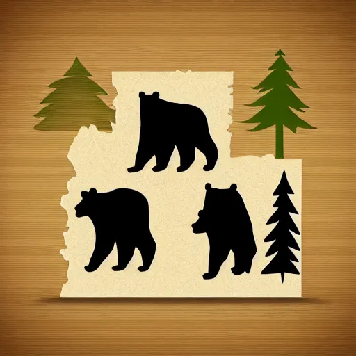 Image similar to laser cut animal vector image of a bear wildlife stencils - forest landscape