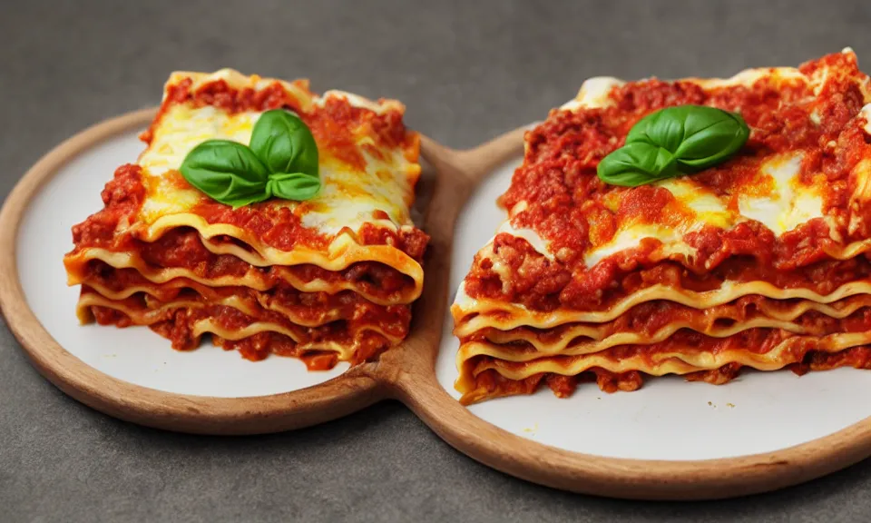 Image similar to lasagna cross - section, made out of wood, delicious