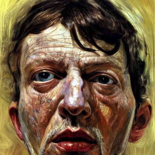 Image similar to high quality high detail painting by lucian freud and jenny saville, hd, holy person, turquoise
