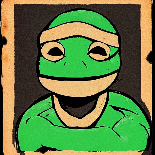 Prompt: portrait of a teenage mutant ninja turtle in the style of Diane Arbus