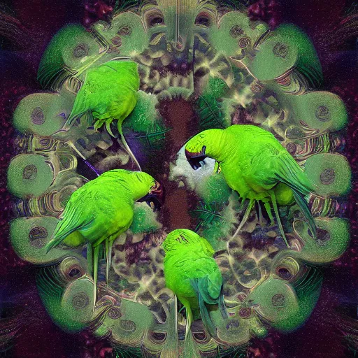 Prompt: tall soft reflective New York fractal parakeet bush food amarone , by Robert Henri and Vincent Di Fate and Johfra Bosschart , masterpiece , Rendered in Cinema4D , abstract