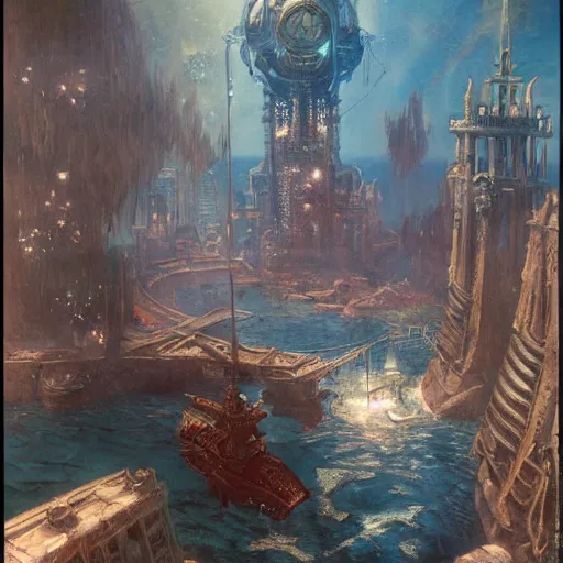 Image similar to underwater city, bioshock, highly detailed painting by gaston bussiere, craig mullins, j. c. leyendecker 8 k