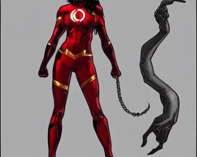 Image similar to full body concept of megan fox as a red lantern, dc comics