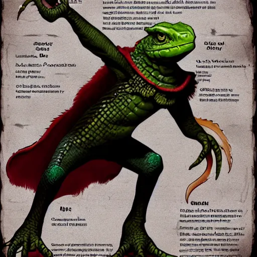 Prompt: HD Dungeons and Dragons character portrait of a Lizard Warlock, with fire in his eyes and evil in his heart