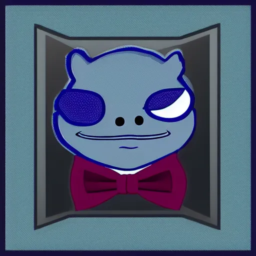 Image similar to blue salamander in a grey tuxedo and a bowtie, character icon