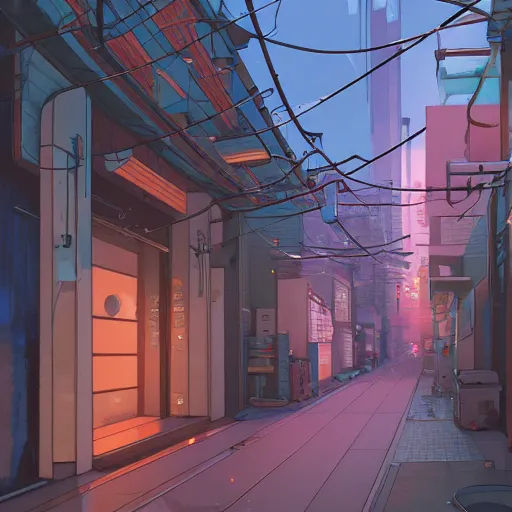 Prompt: a close up to a tokyo alley by makoto shinkai, beeple and james jean, aya takano color style, 4 k, super detailed, modern, 4 k, symmetrical