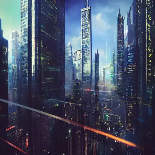 Prompt: incredibly detailed, beautiful futuristic cyberpunk Chicago