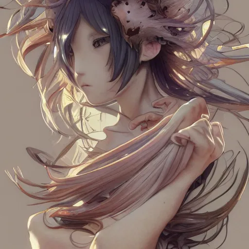 Image similar to detailed foot, digital art, painted by range murata, akiyuki shinbou, alphonse mucha, masamune shirow, josan gonzales, greg rutkowski makoto shinkai, highly detailed, realistic, cinematic, trending on pixiv fanbox