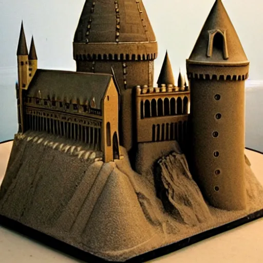 Image similar to hogwarts as a sandcastle