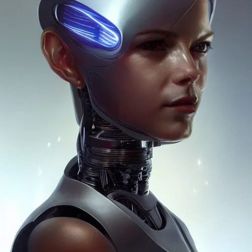 Prompt: masterpiece!!!! portrait of a futuristic android, science fiction, smooth technology, smooth body, fairy wings, intricate, headshot, highly detailed, digital painting, trending on artstation, concept art, sharp focus, cinematic lighting, illustration, art by masamune shirow and greg rutkowski, cgsociety