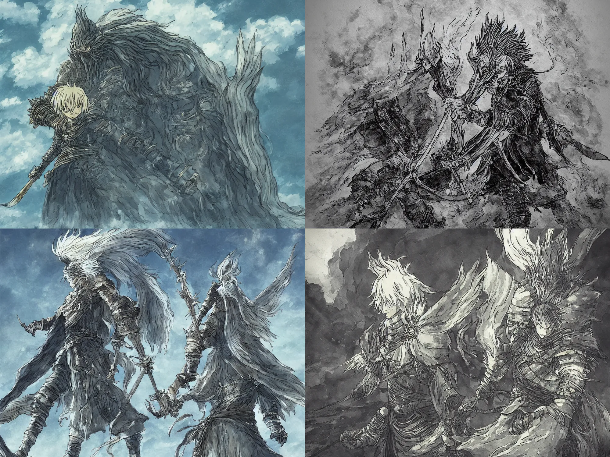 Prompt: The Nameless King from Dark Souls 3 in the style of Studio Ghibli, whimsical, nostalgic