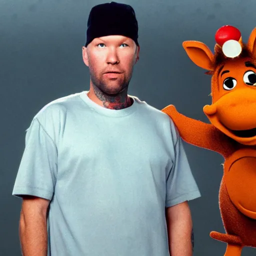 Image similar to fred durst starring as alf tv series, tv still, 8 k