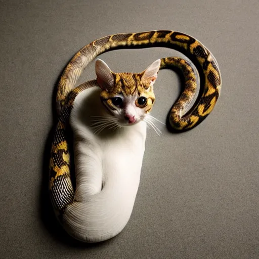 Image similar to a snake - cat - hybrid, animal photography