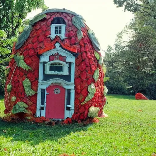 Prompt: a strawberry house