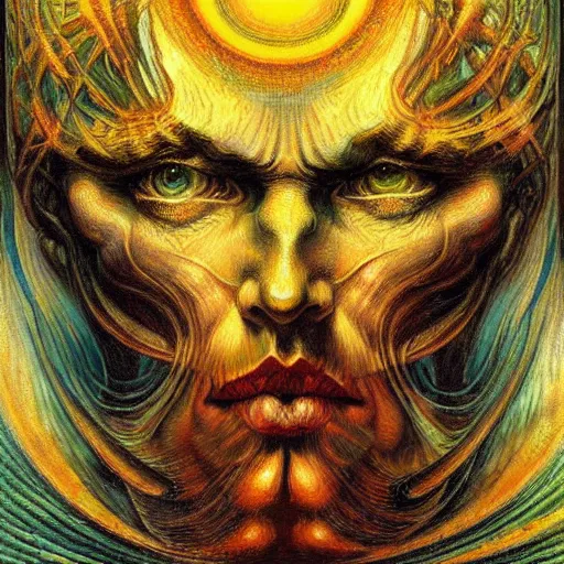 Image similar to Divine Chaos Engine by Karol Bak, Jean Delville, and Vincent Van Gogh, in the style of William Blake and Van Gogh