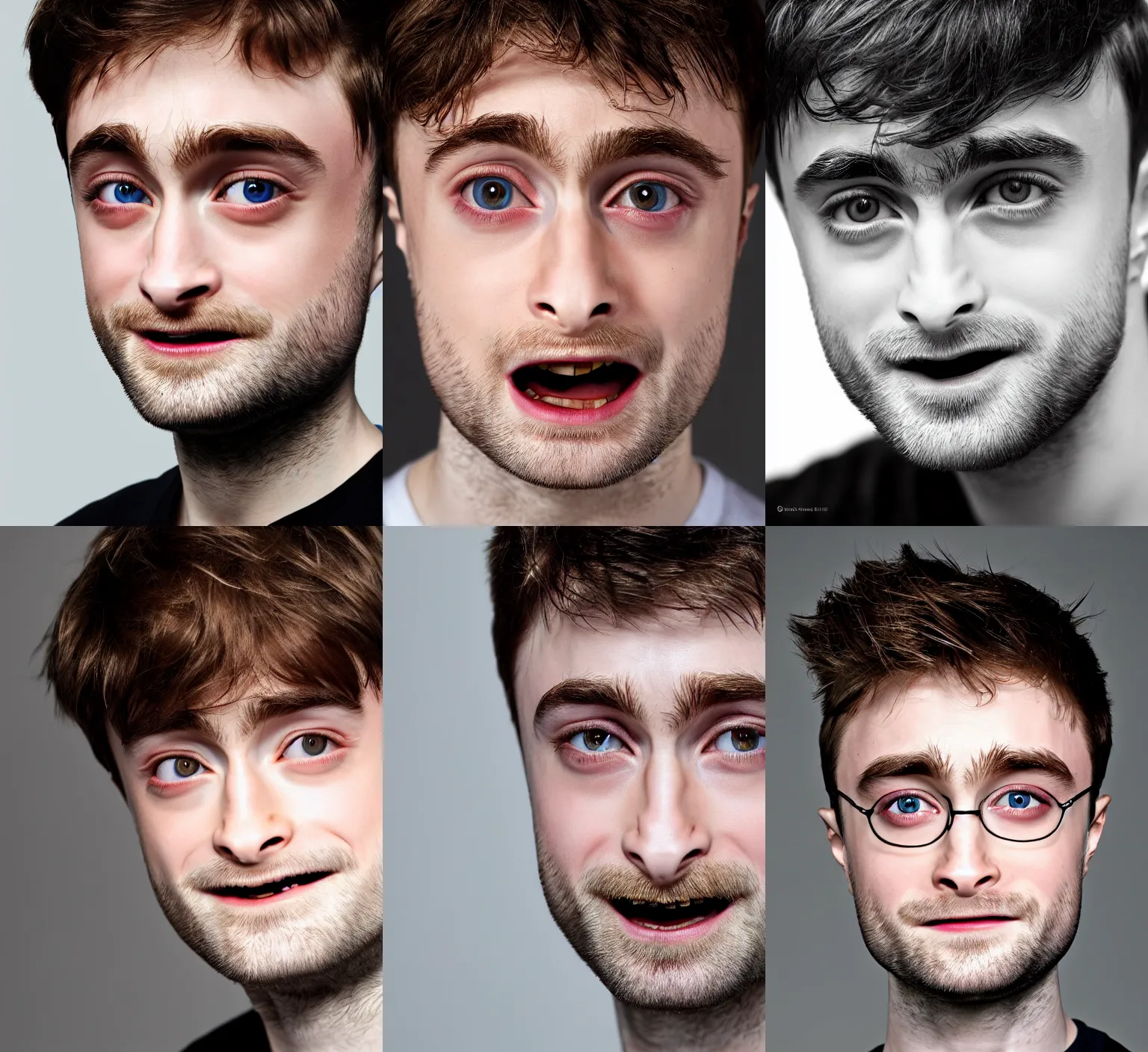 Prompt: close-up portrait of Daniel Radcliffe, studio lighting, detailed face, portrait photography