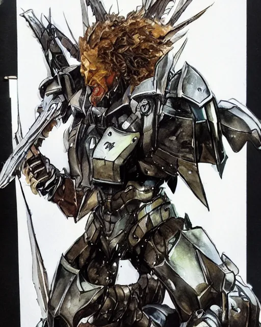 Image similar to Goliath Paladin, drawn by Yoji Shinkawa, water color, Dungeons and Dragons, Wizards of the Coast