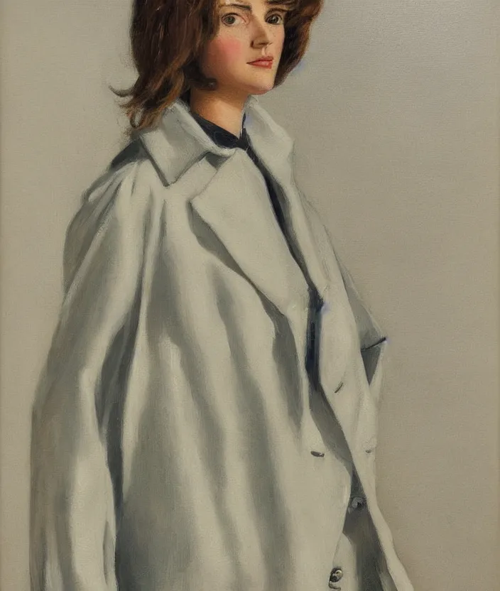 Image similar to a very detailed painting of an 8 0 s jacket with big shoulder pads, very aesthetic leather jacket, detailed closeup of leather jacket, front view, very fashionable, in the style of edward hopper and oswald hornby joseph birley and susan ryder, very small brushstrokes, 4 k,