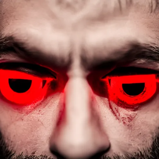 Image similar to a man with red glowing eyes