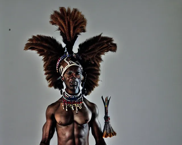 Prompt: zulu tribal warrior