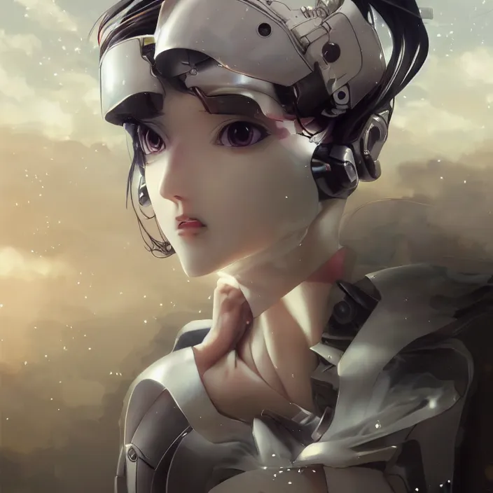 Image similar to beautiful anime girl cyborg looking surreal - by tom bagshaw, by ilya kuvshinov, rtx rendering, octane render 1 2 8 k, maya, extreme high intricate details by wlop, digital anime art by ross tran, medium shot, close up shot, composition by sana takeda, dramatic lighting by greg rutkowski, 8 k, trending on artstation