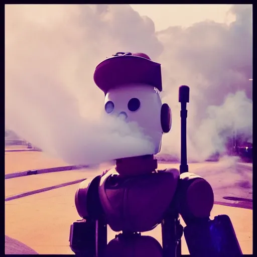 Prompt: we get it you vape, cloud vaping, chappie the robot