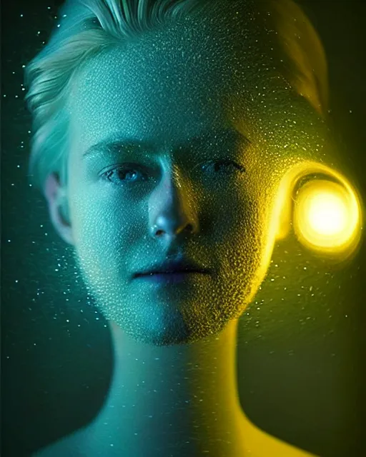 Image similar to luminescent long exposure light painting by erik johansson of a beauteous practical sumptuous full frame photo realistic face, lifelike incredible hair, crystalline masterpiece incrustations, hyperdetailed face, elegant pose, movie still, intricate, octane render, cinematic forest lighting,