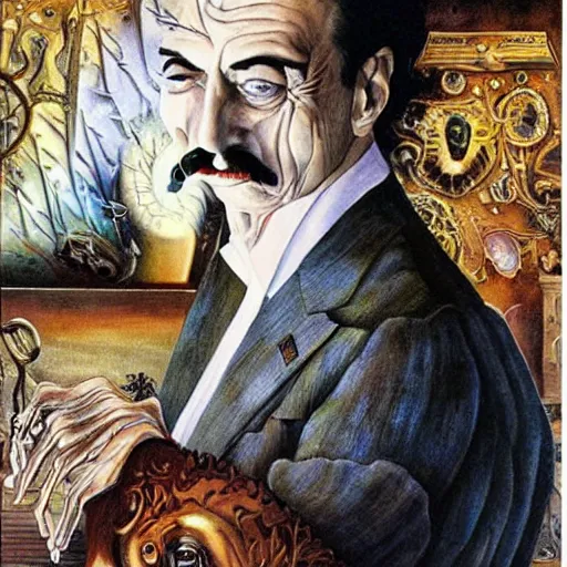 Image similar to portrait of Dali, artwork by Daniel Merriam,