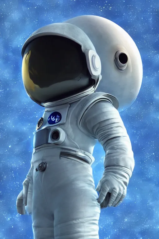 Image similar to a lonely chicken wearing a space suit without helmet in a alien planet, profile picture, digital art, concept art, trending on DeviantArt, highly detailed, high quality, 4K, cartoon, high coherence, path traced, blue sky in the background, octane render, digital painting, no helmet, masterpiece