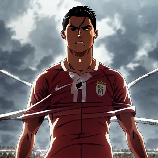 prompthunt: cristiano ronaldo on attack on titan, anime series, 8 k  resolution, official screenshot