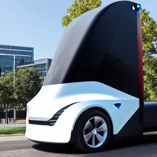 Prompt: tesla cybertruck driving in a city